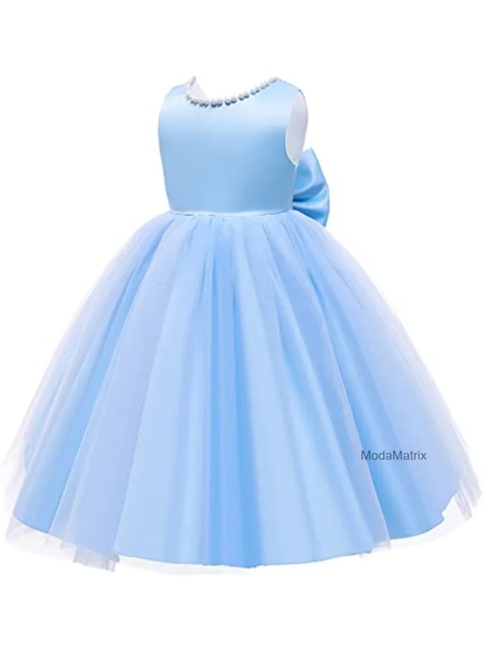 Toddler Girl Floor Length Pageant Dress with Pearls Chiffon